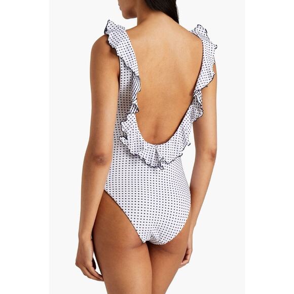 Eberjey Loreta Coastal Dot Ruffle One Piece Swimsuit M - Picture 2 of 9